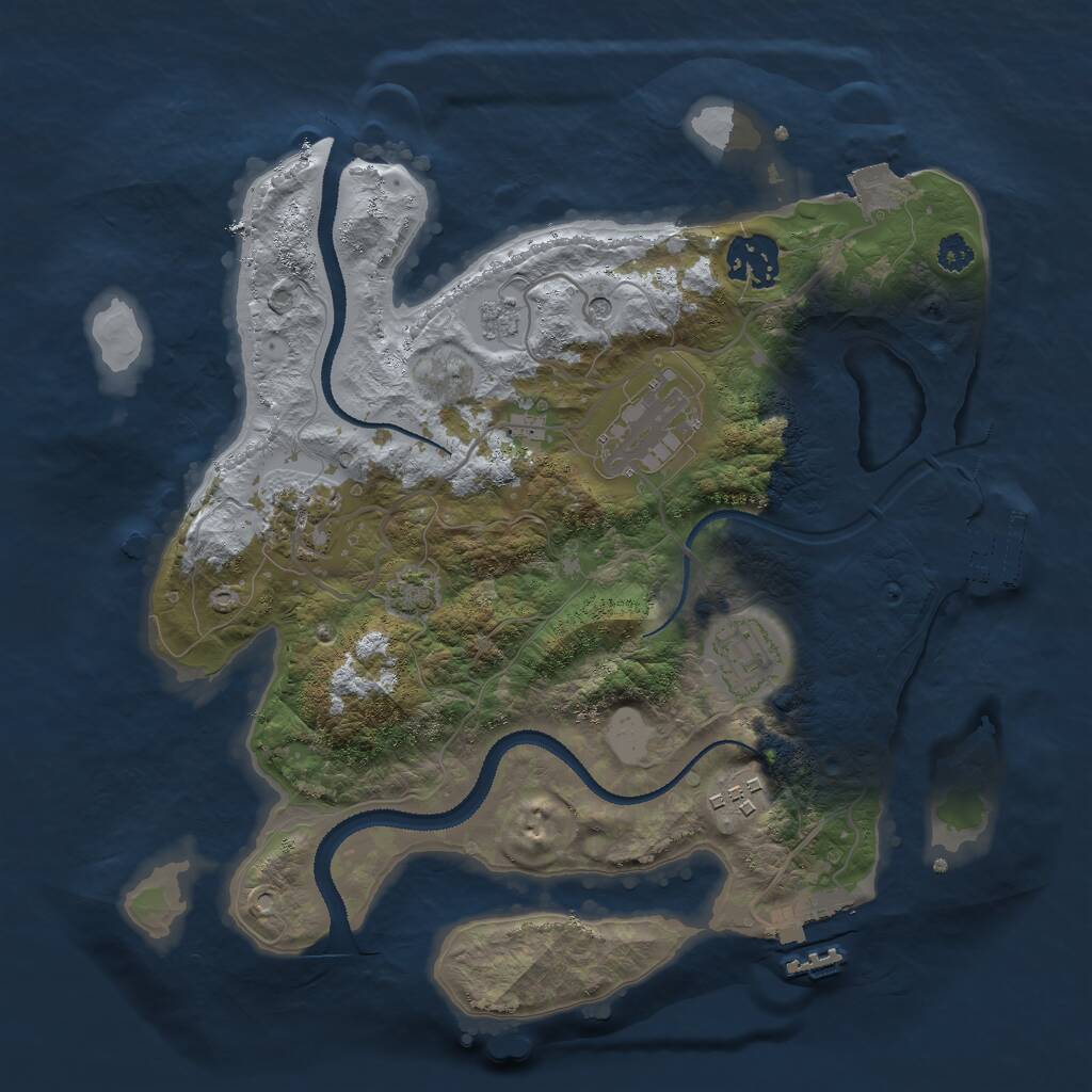 Rust Map: Procedural Map, Size: 3000, Seed: 2103673337, 11 Monuments