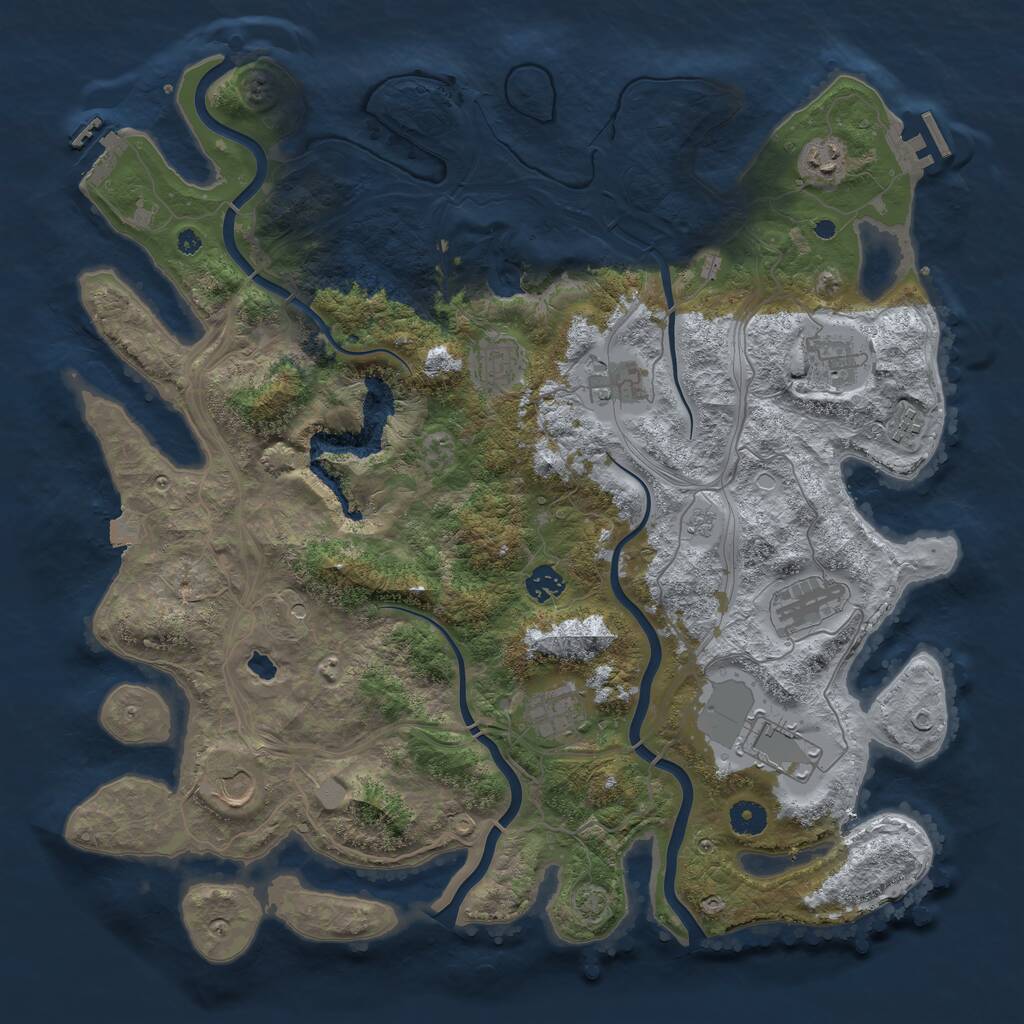 Rust Map: Procedural Map, Size: 4250, Seed: 107464600, 16 Monuments