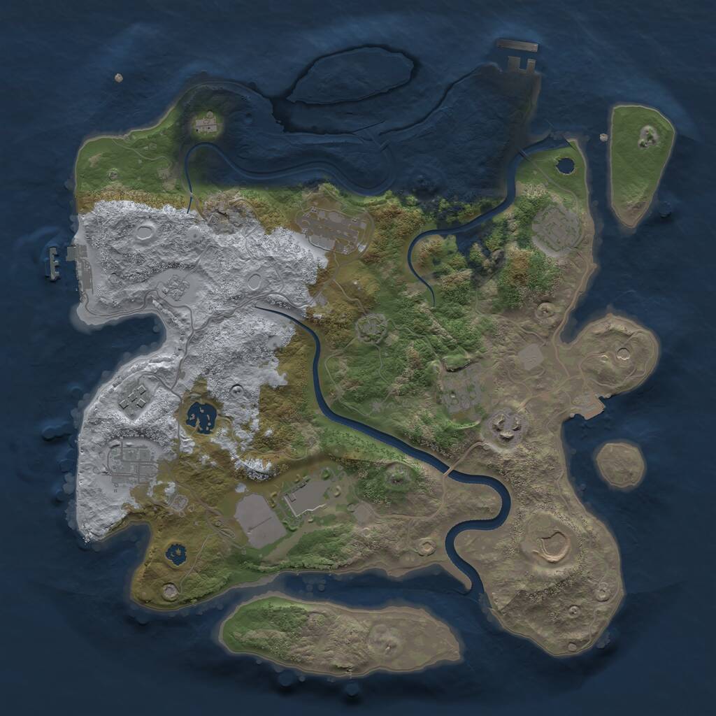 Rust Map: Procedural Map, Size: 3500, Seed: 365614618, 15 Monuments