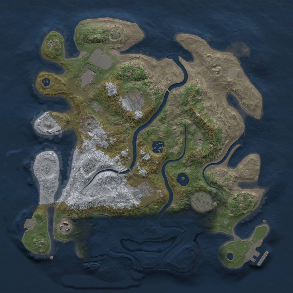 Rust Map: Procedural Map, Size: 3500, Seed: 1290495301, 13 Monuments