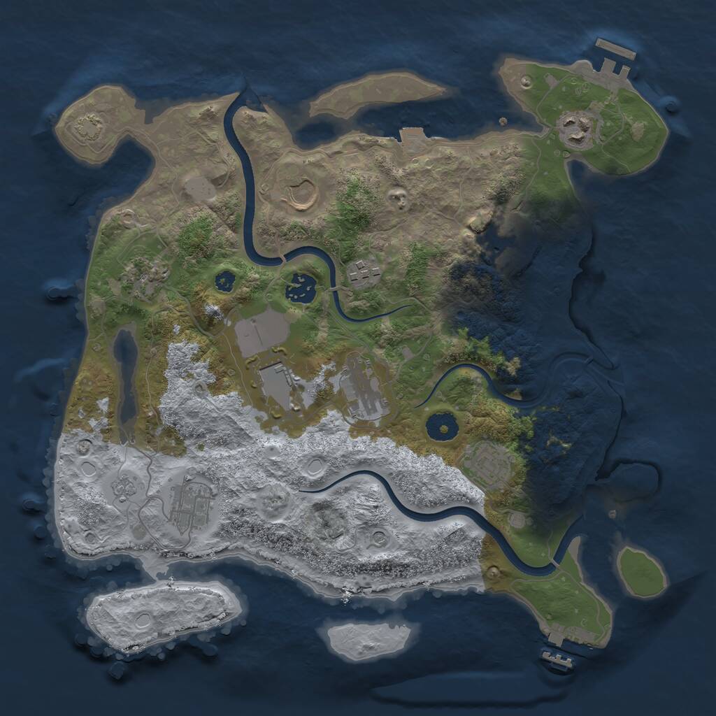 Rust Map: Procedural Map, Size: 3500, Seed: 1853881407, 16 Monuments