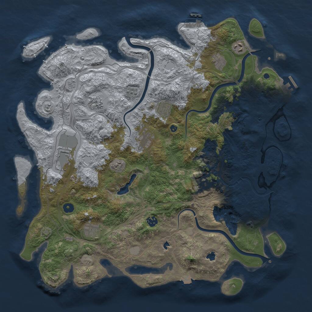 Rust Map: Procedural Map, Size: 4500, Seed: 917024463, 16 Monuments