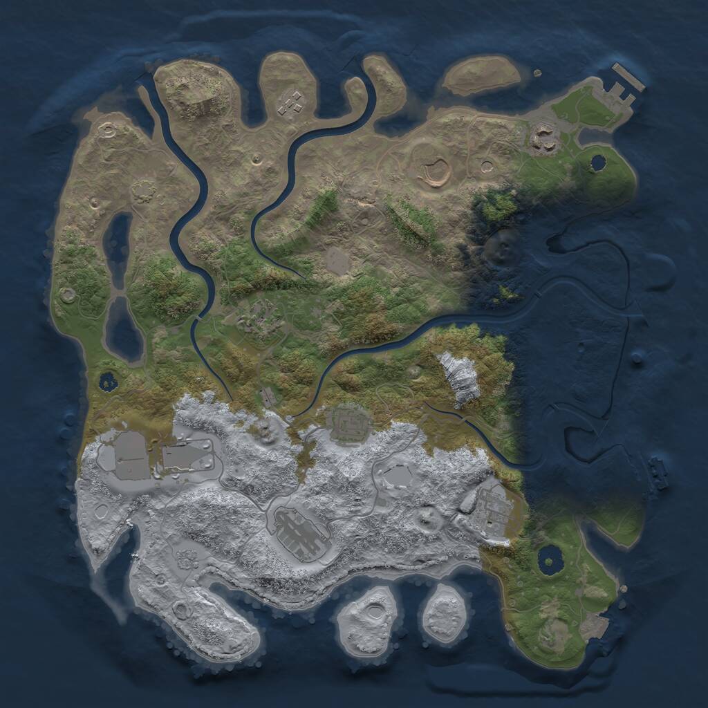 Rust Map: Procedural Map, Size: 3750, Seed: 376396198, 14 Monuments