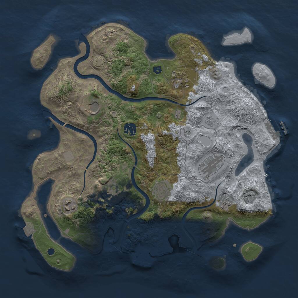 Rust Map: Procedural Map, Size: 3500, Seed: 722281764, 14 Monuments