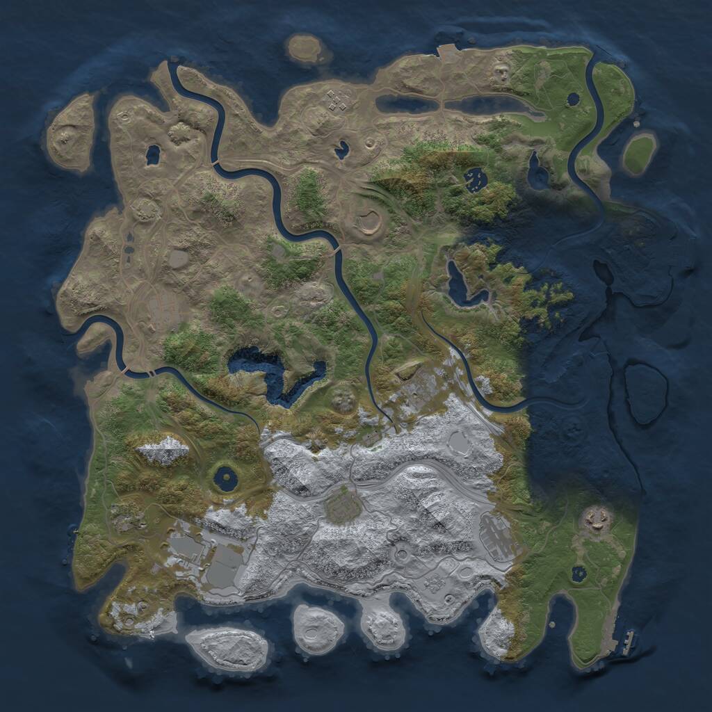 Rust Map: Procedural Map, Size: 4500, Seed: 772183479, 16 Monuments