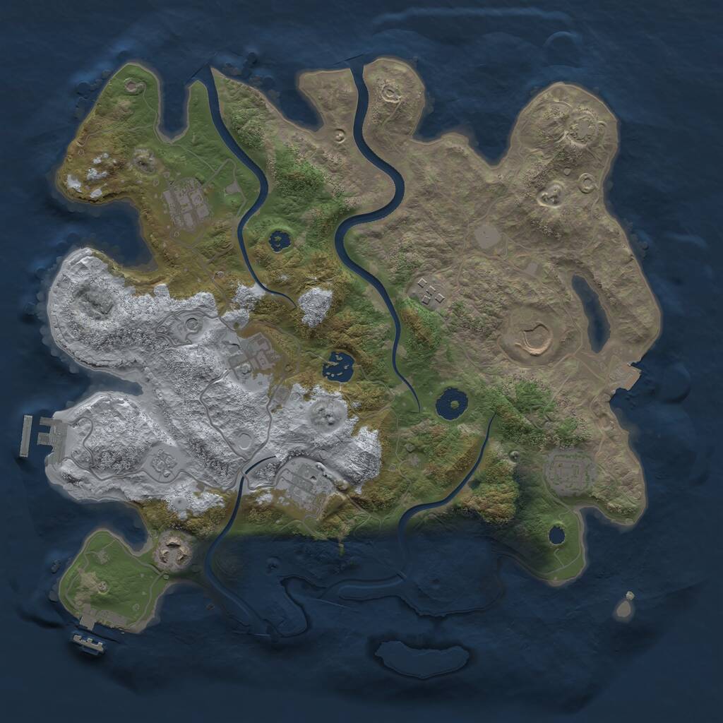 Rust Map: Procedural Map, Size: 3500, Seed: 870148537, 14 Monuments