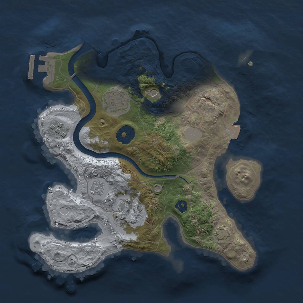 Rust Map: Procedural Map, Size: 2500, Seed: 1994846036, 8 Monuments