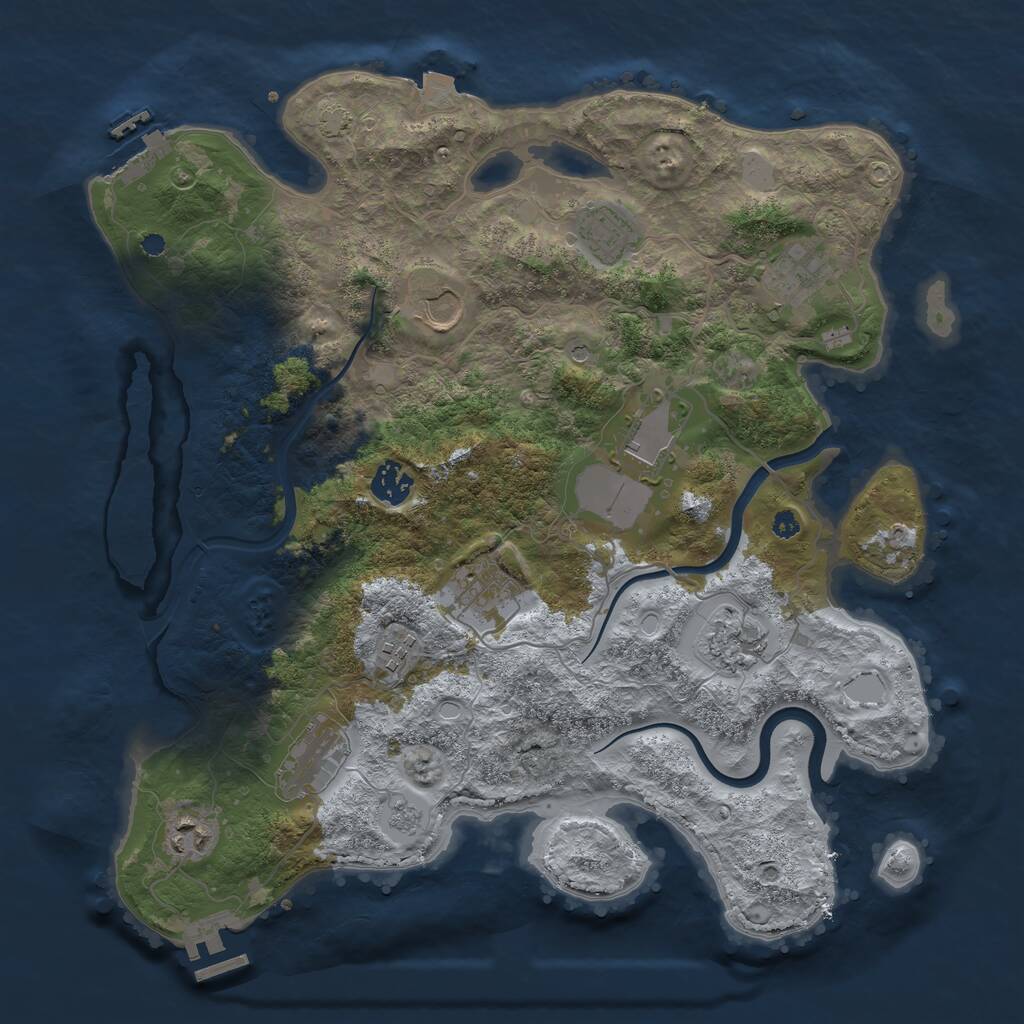 Rust Map: Procedural Map, Size: 3750, Seed: 1353589339, 16 Monuments