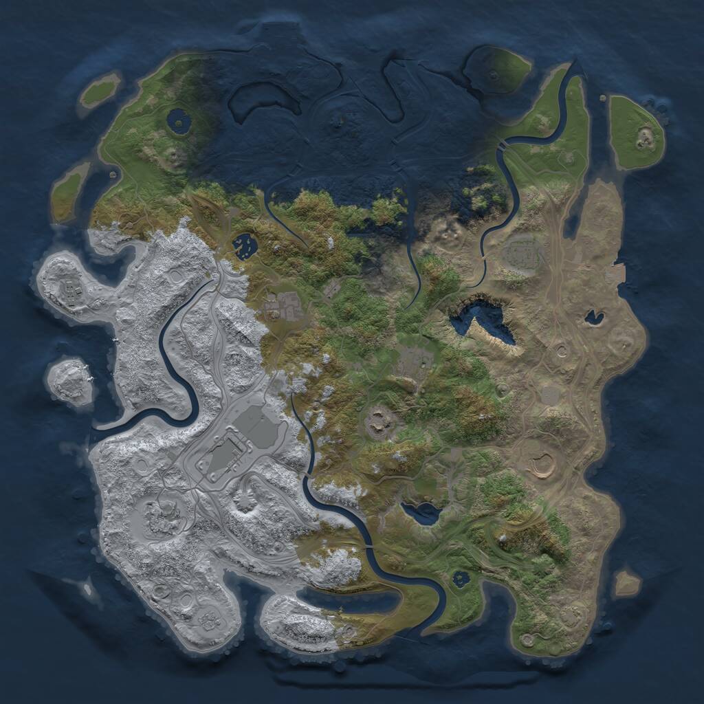 Rust Map: Procedural Map, Size: 4250, Seed: 863280140, 14 Monuments