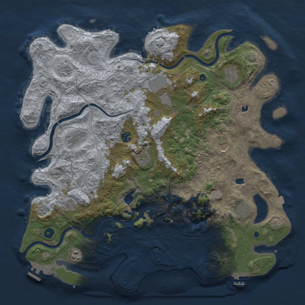 Rust Map: Procedural Map, Size: 4500, Seed: 32452532, 17 Monuments