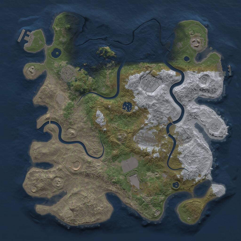 Rust Map: Procedural Map, Size: 3700, Seed: 1344720235, 14 Monuments