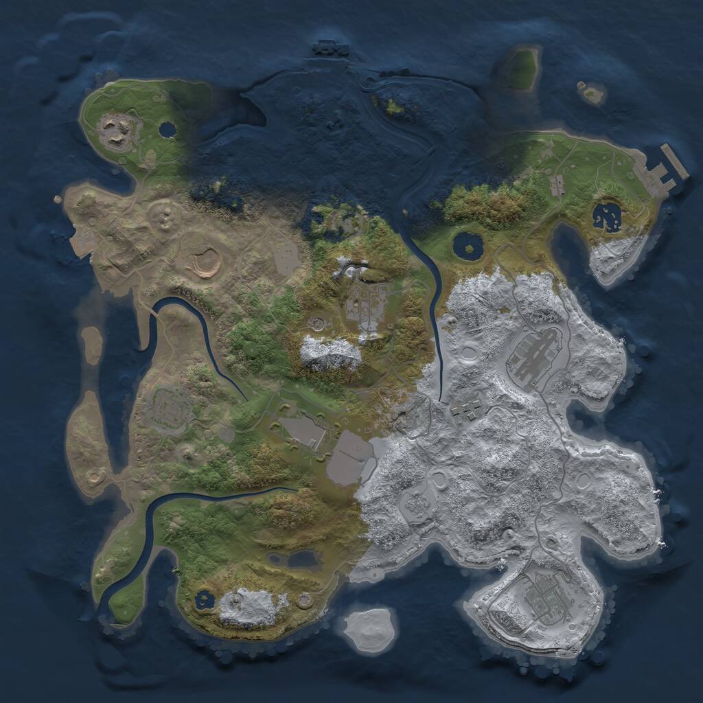 Rust Map: Procedural Map, Size: 3500, Seed: 543892254, 15 Monuments