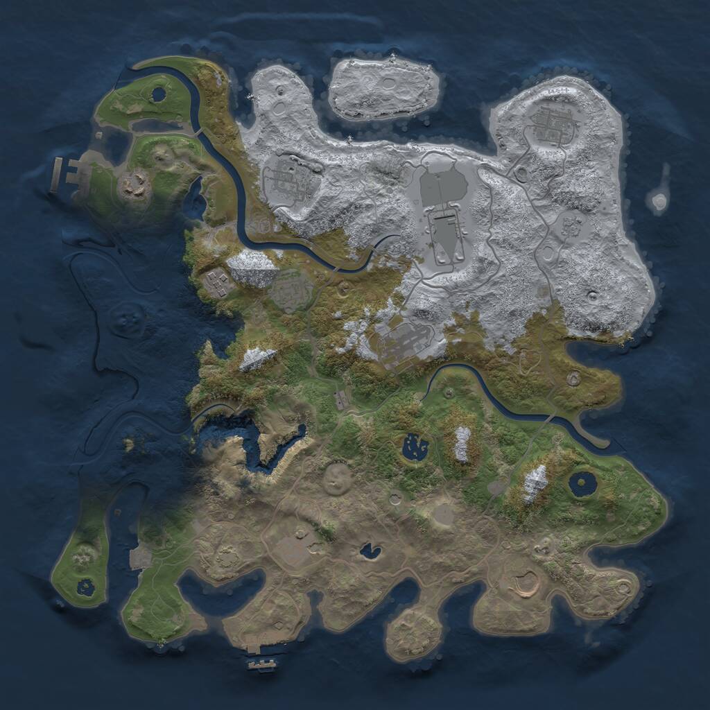 Rust Map: Procedural Map, Size: 4000, Seed: 4158606, 16 Monuments