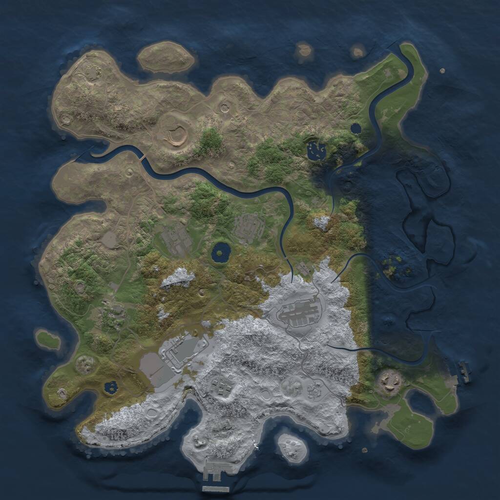 Rust Map: Procedural Map, Size: 3750, Seed: 1641268179, 15 Monuments