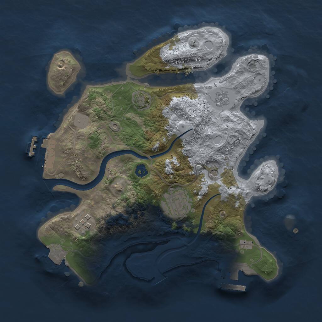 Rust Map: Procedural Map, Size: 2500, Seed: 1457770614, 8 Monuments