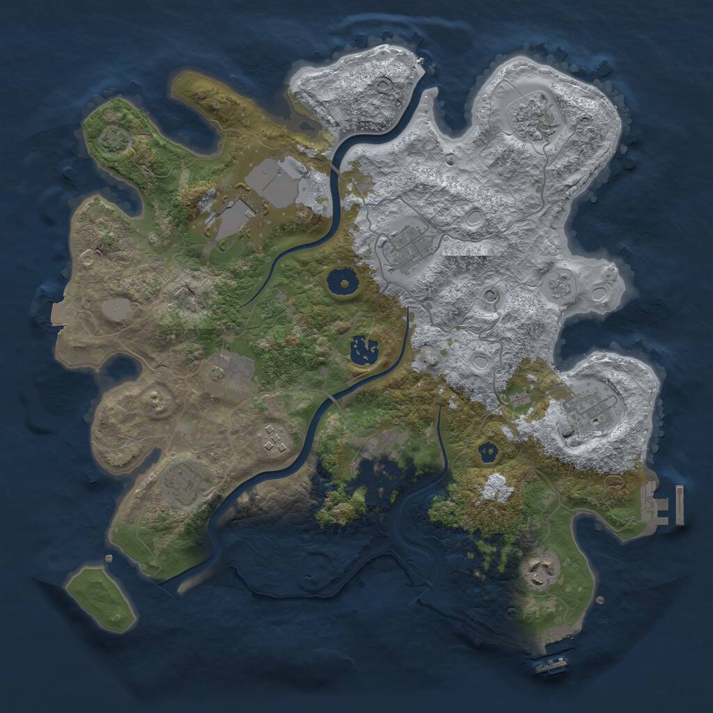 Rust Map: Procedural Map, Size: 3600, Seed: 552529, 16 Monuments