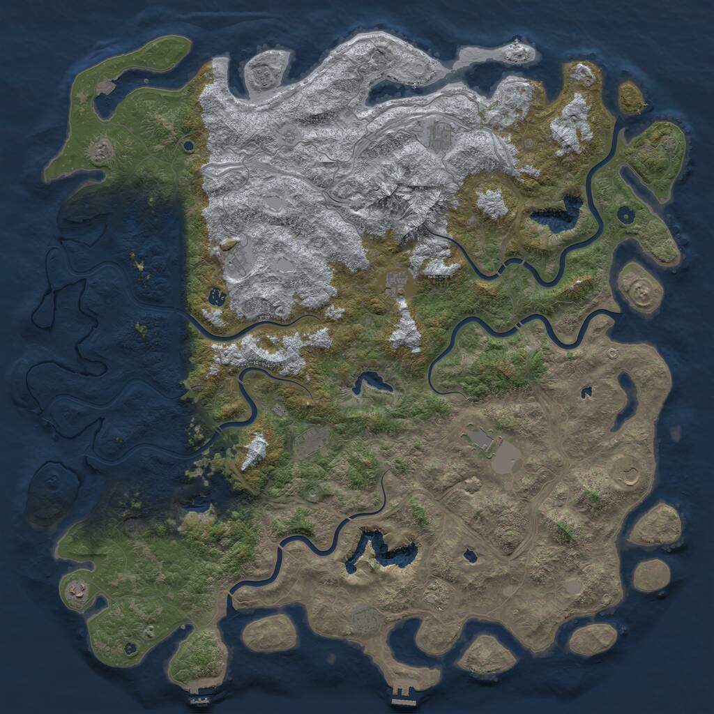 Rust Map: Procedural Map, Size: 6000, Seed: 1946481889, 17 Monuments