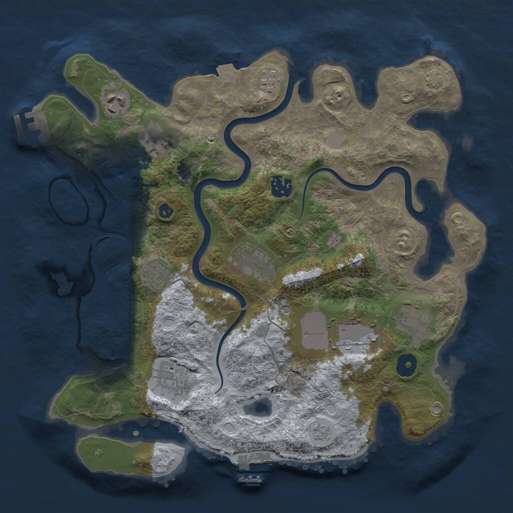 Rust Map: Procedural Map, Size: 3500, Seed: 647365574, 15 Monuments