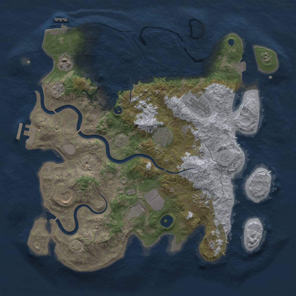 Rust Map: Procedural Map, Size: 3650, Seed: 8569648, 13 Monuments