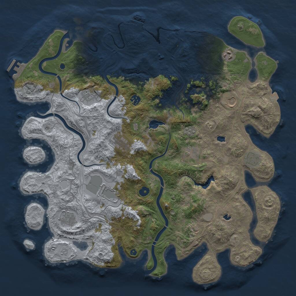 Rust Map: Procedural Map, Size: 4500, Seed: 369777257, 17 Monuments