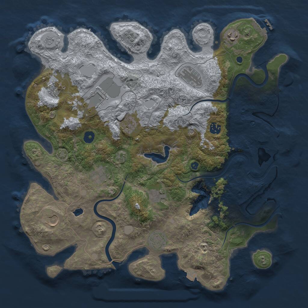 Rust Map: Procedural Map, Size: 4000, Seed: 729560325, 17 Monuments