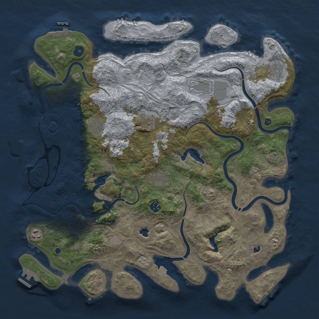 Rust Map: Procedural Map, Size: 4500, Seed: 724926945, 14 Monuments