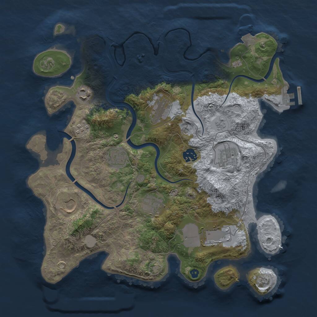Rust Map: Procedural Map, Size: 3500, Seed: 689, 14 Monuments