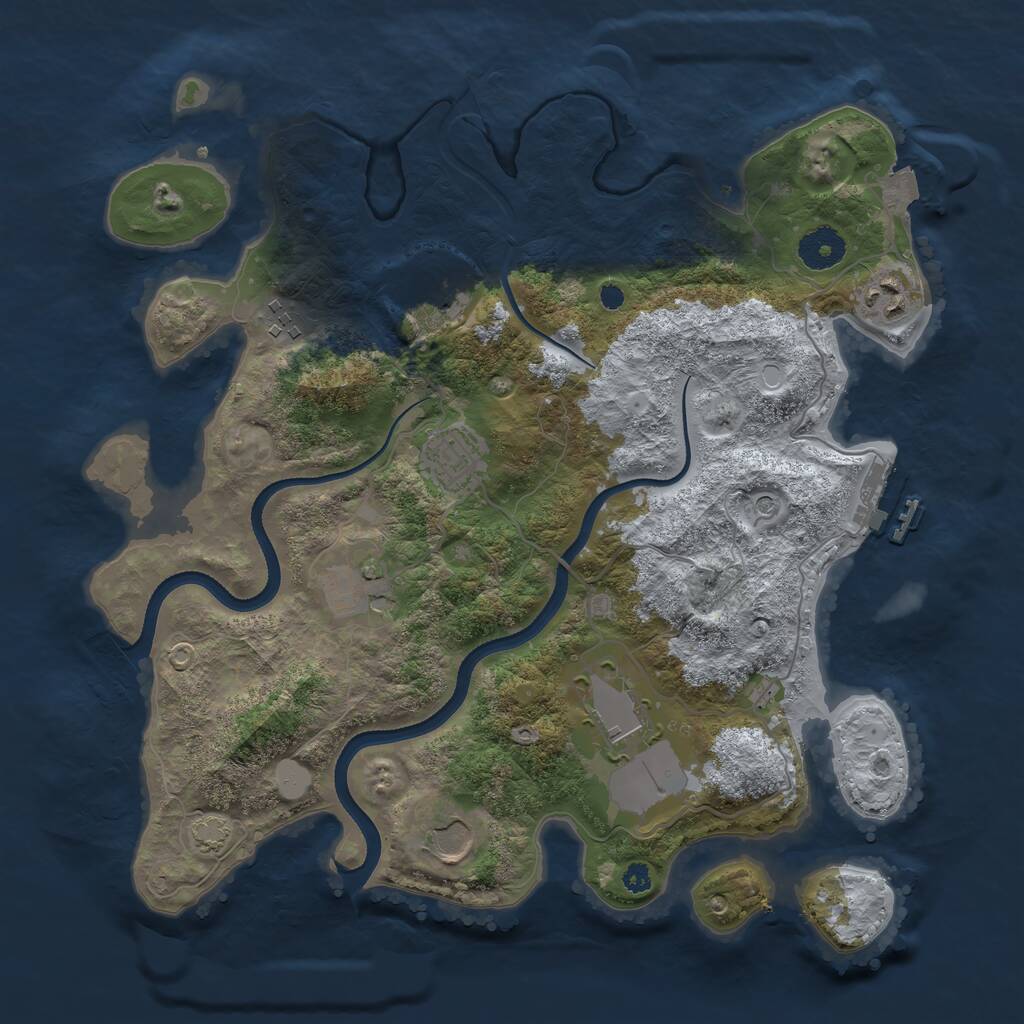 Rust Map: Procedural Map, Size: 3500, Seed: 689, 11 Monuments