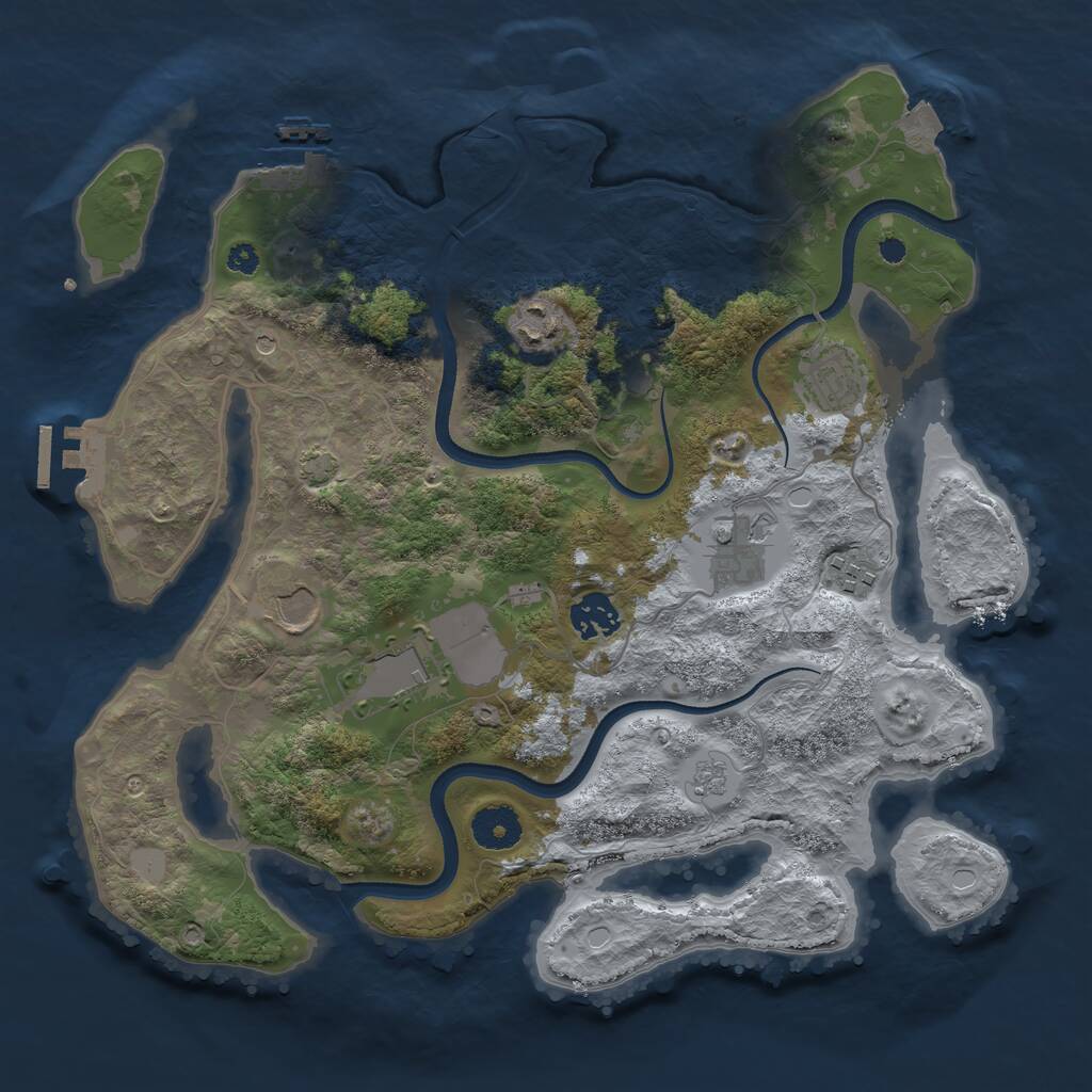 Rust Map: Procedural Map, Size: 3500, Seed: 834776049, 13 Monuments