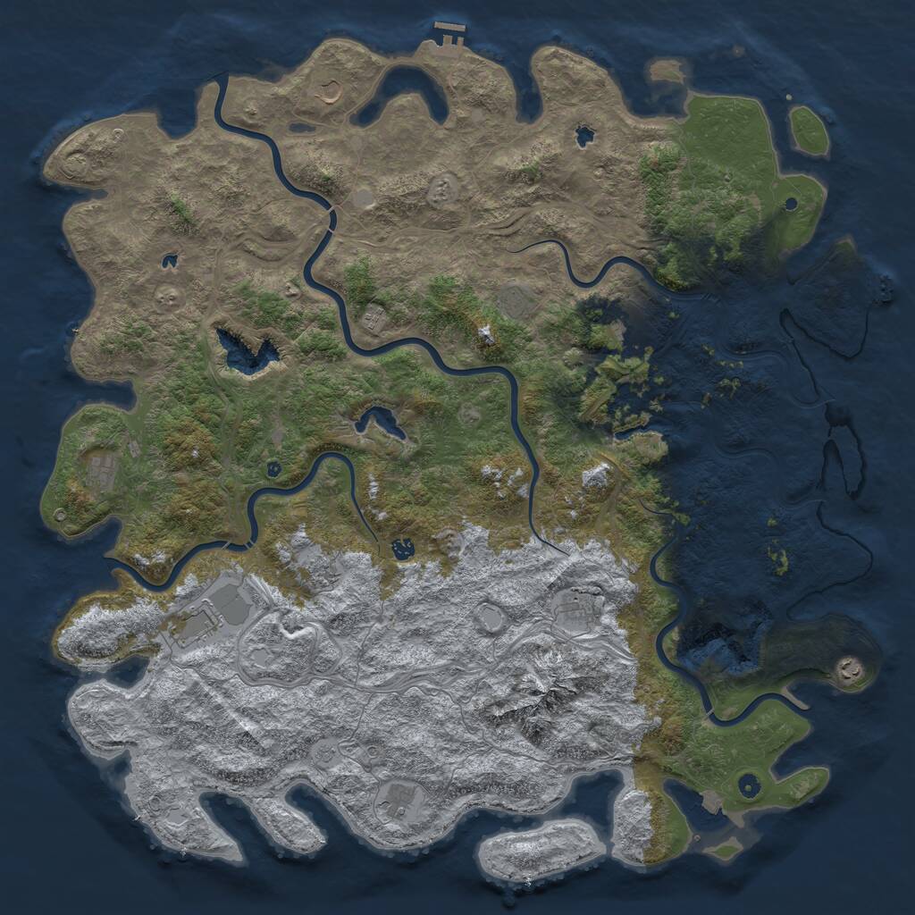 Rust Map: Procedural Map, Size: 6000, Seed: 542774086, 17 Monuments