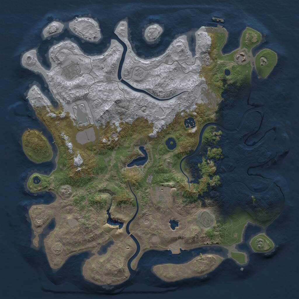 Rust Map: Procedural Map, Size: 4000, Seed: 535579265, 14 Monuments