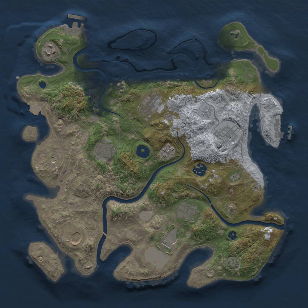 Rust Map: Procedural Map, Size: 3500, Seed: 349924656, 15 Monuments