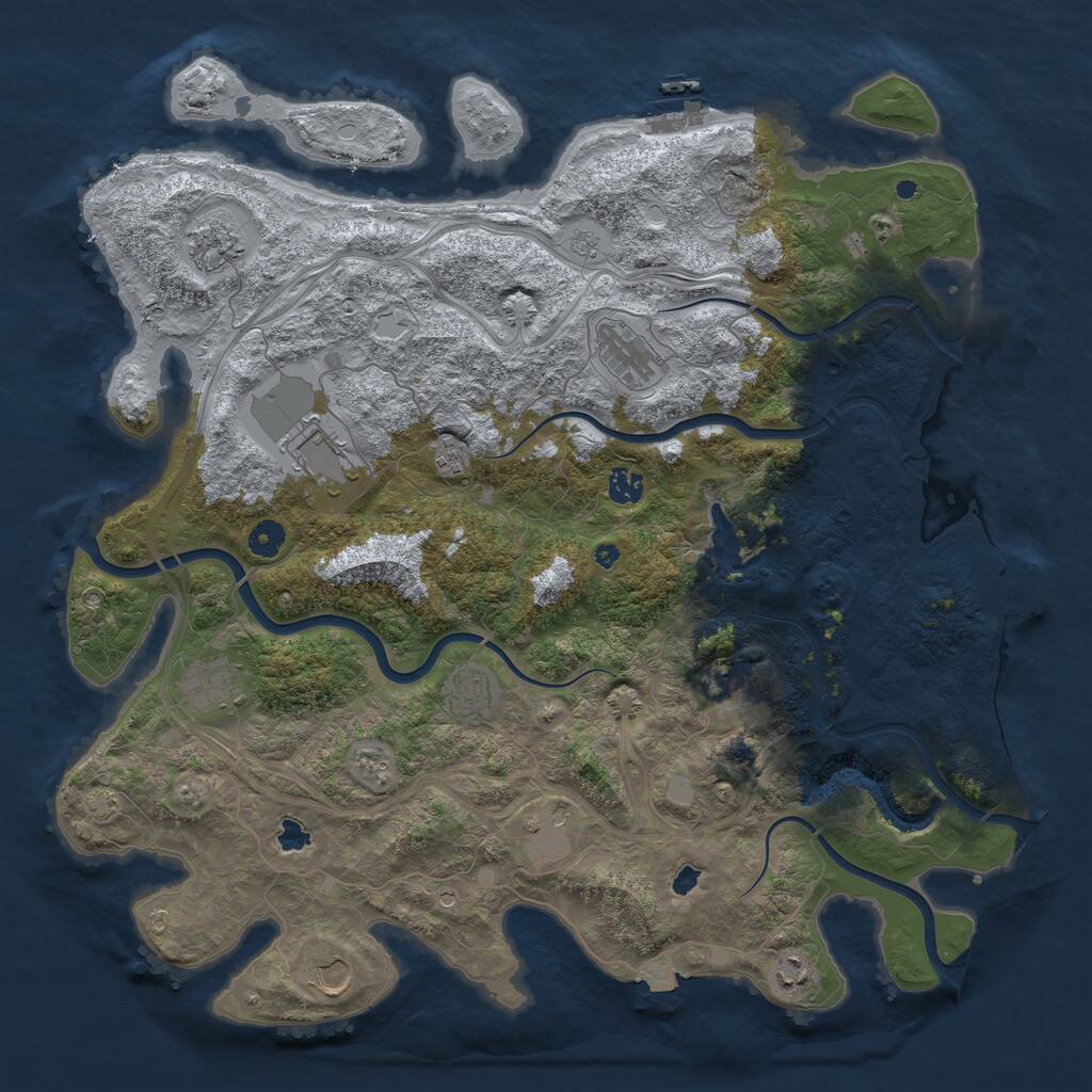 Rust Map: Procedural Map, Size: 4500, Seed: 97692110, 17 Monuments