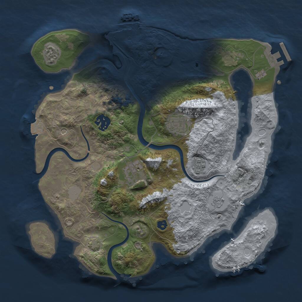 Rust Map: Procedural Map, Size: 3000, Seed: 1059585018, 10 Monuments