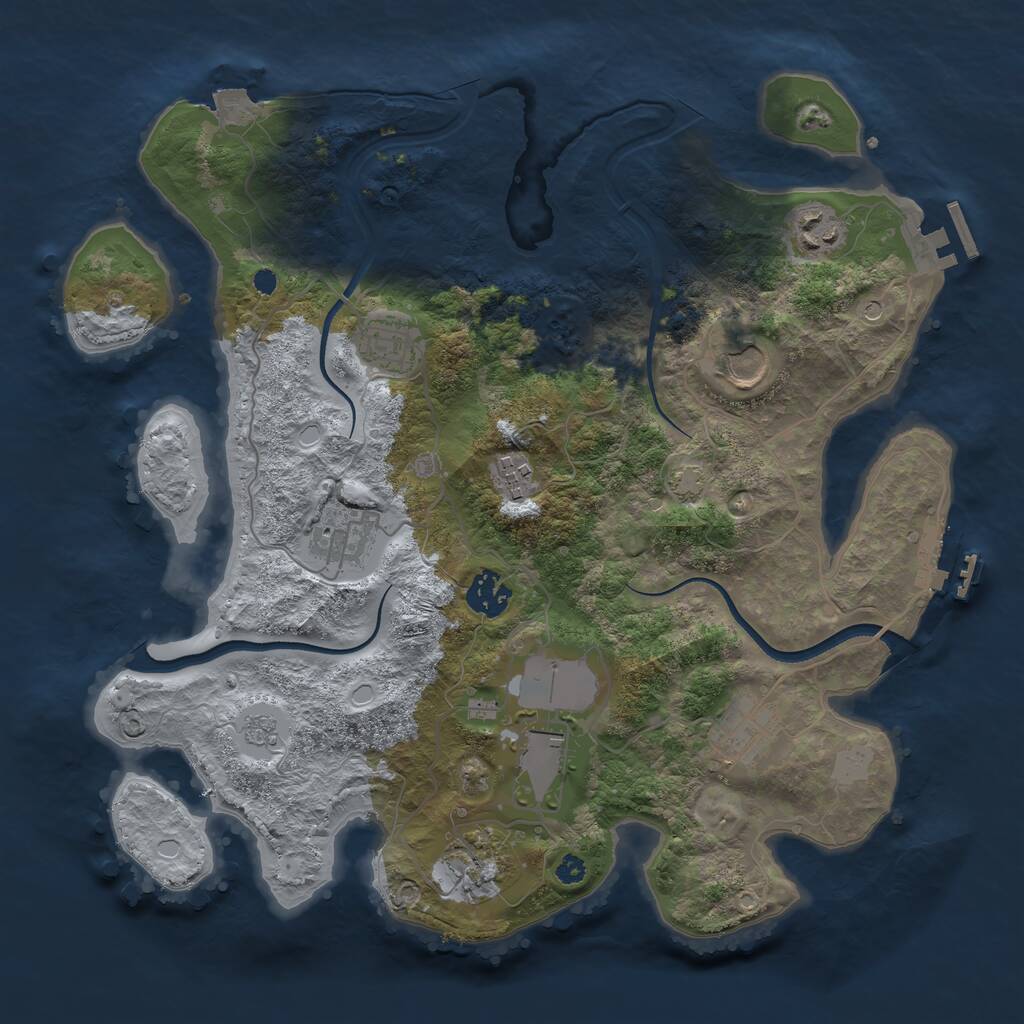Rust Map: Procedural Map, Size: 3500, Seed: 1275702816, 15 Monuments