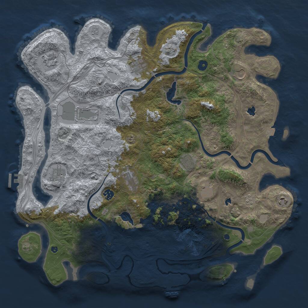 Rust Map: Procedural Map, Size: 4500, Seed: 190122114, 17 Monuments