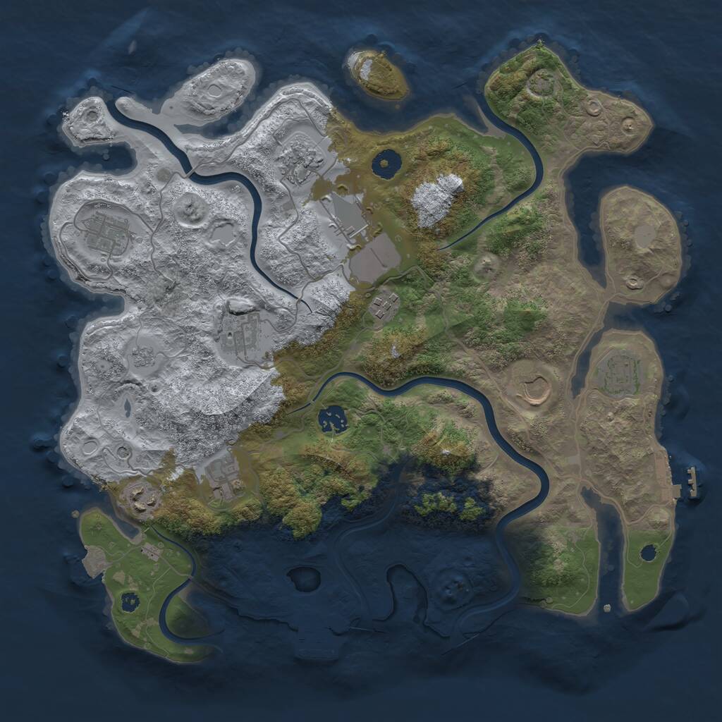 Rust Map: Procedural Map, Size: 3750, Seed: 674986731, 16 Monuments