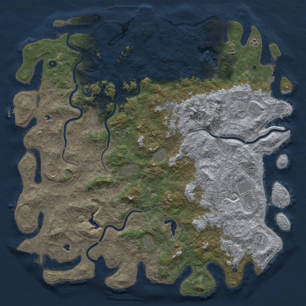 Rust Map: Procedural Map, Size: 6000, Seed: 1496430060, 17 Monuments