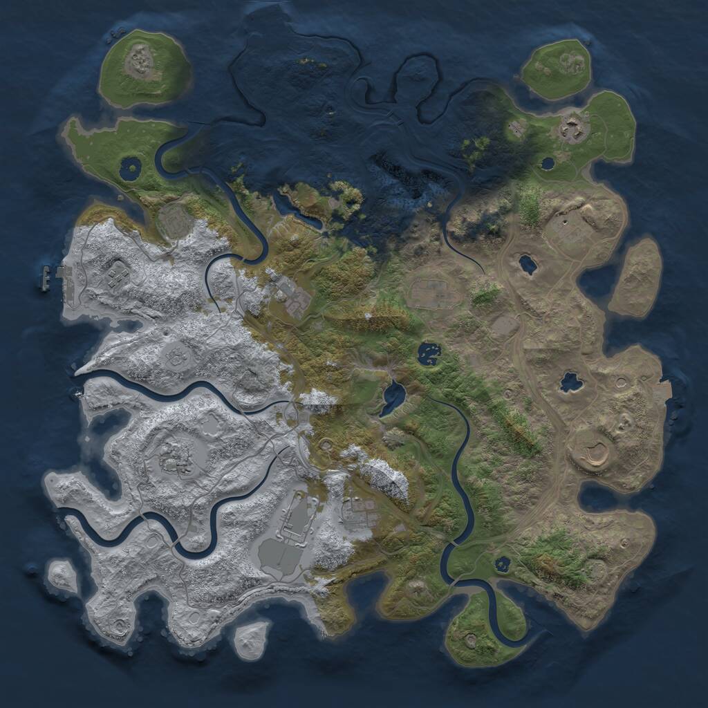 Rust Map: Procedural Map, Size: 4500, Seed: 1373627088, 17 Monuments