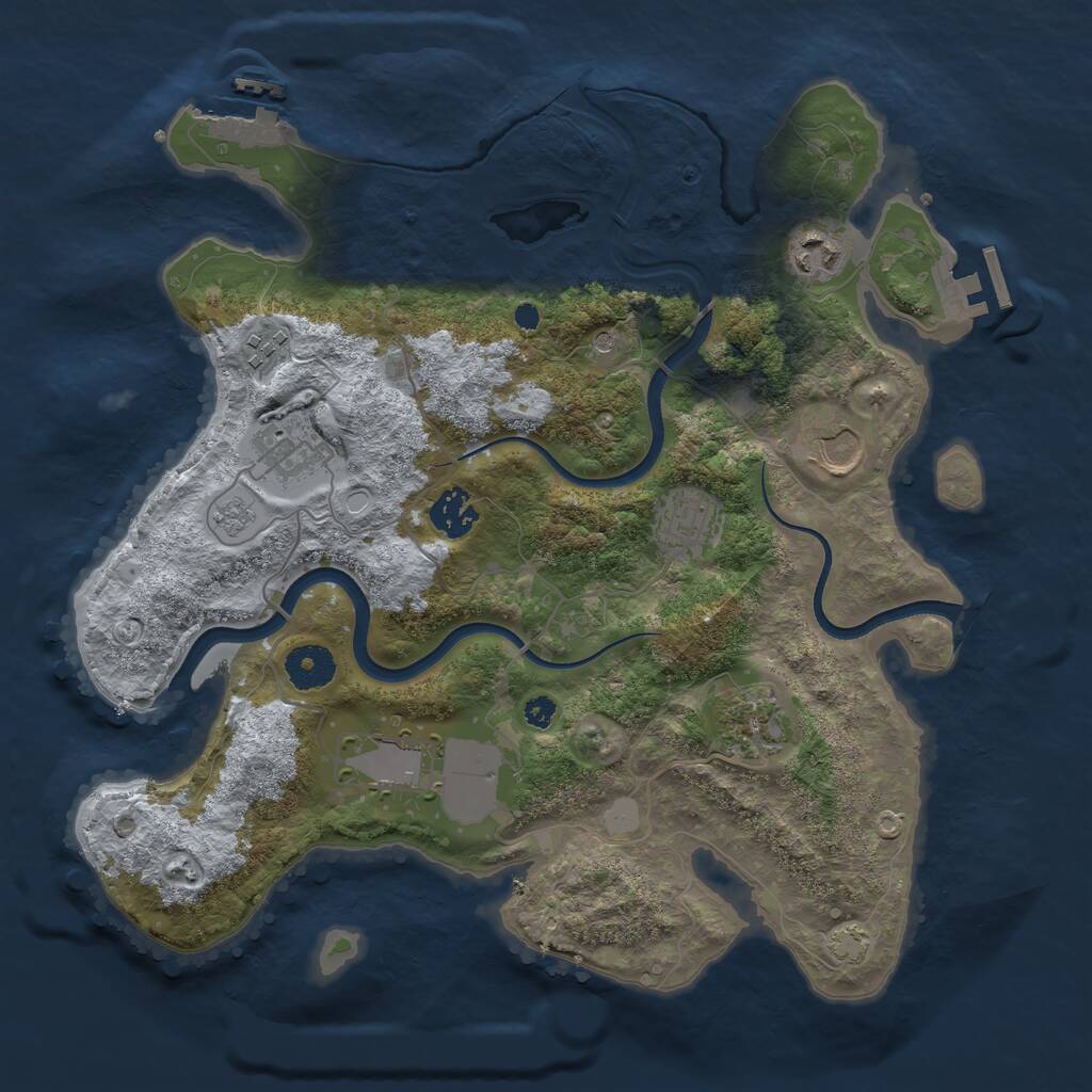 Rust Map: Procedural Map, Size: 3500, Seed: 451987069, 14 Monuments