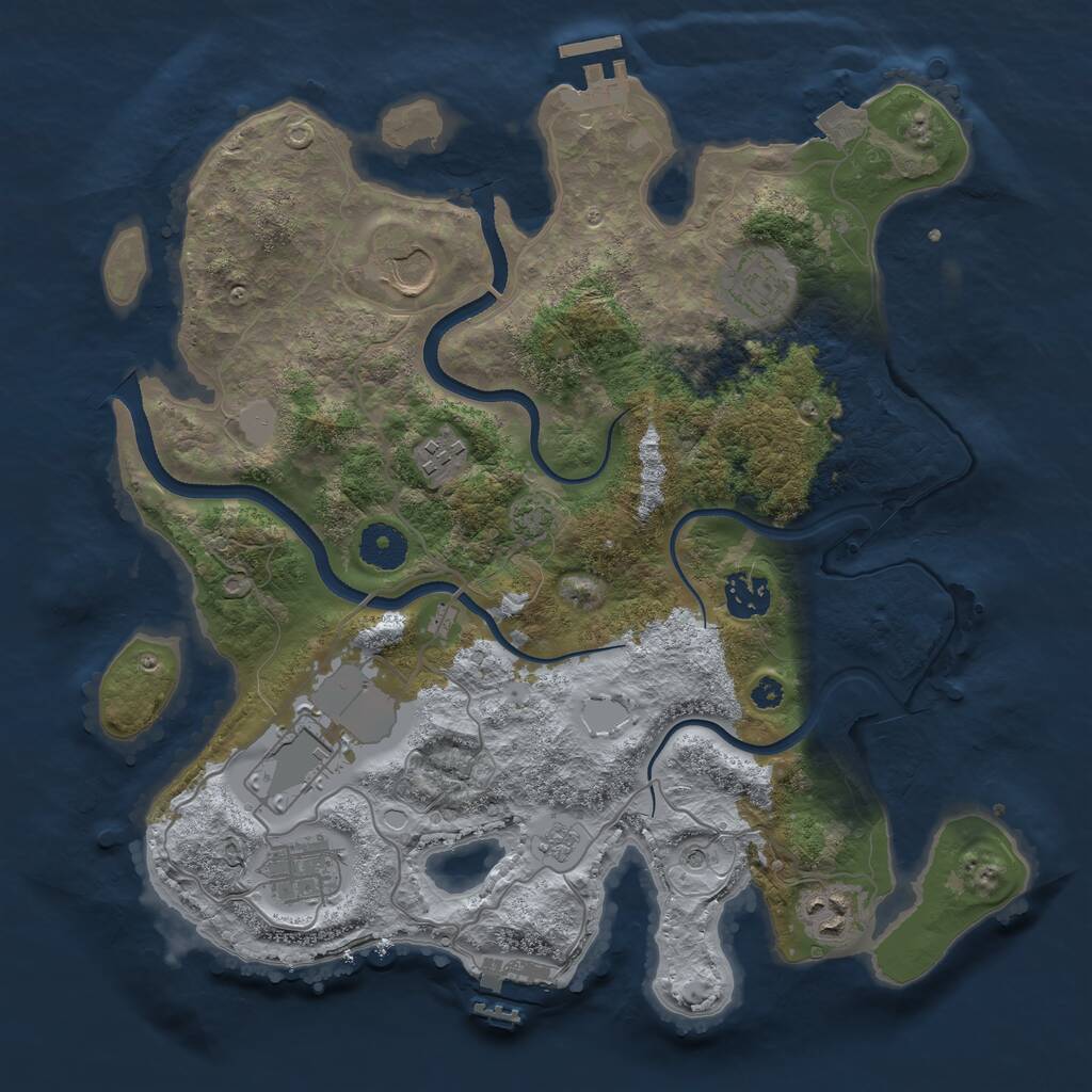 Rust Map: Procedural Map, Size: 3500, Seed: 1374747651, 13 Monuments