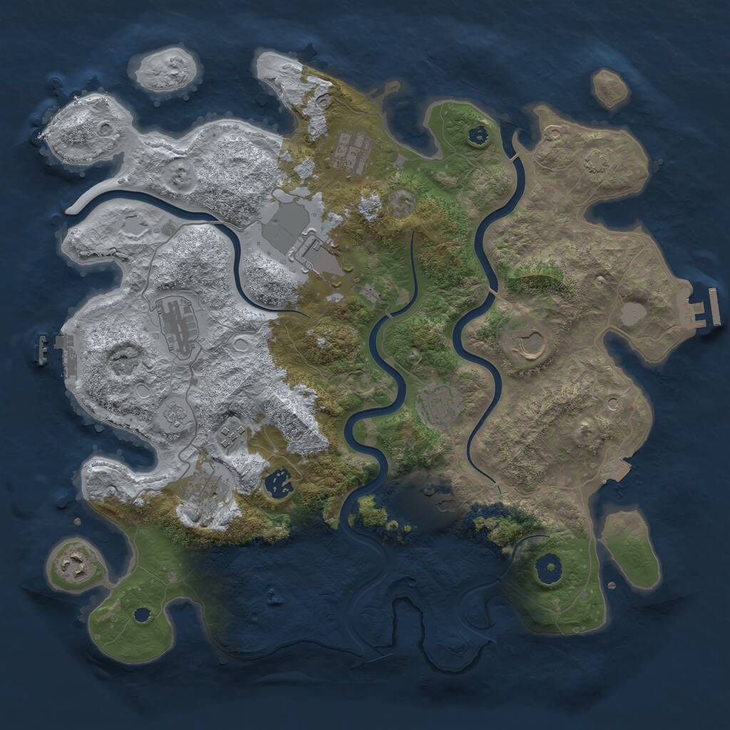Rust Map: Procedural Map, Size: 3900, Seed: 465138176, 16 Monuments