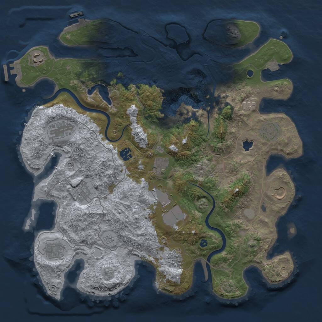 Rust Map: Procedural Map, Size: 4000, Seed: 8264525, 17 Monuments