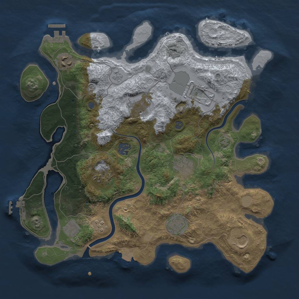 Rust Map: Procedural Map, Size: 3500, Seed: 582737169, 17 Monuments