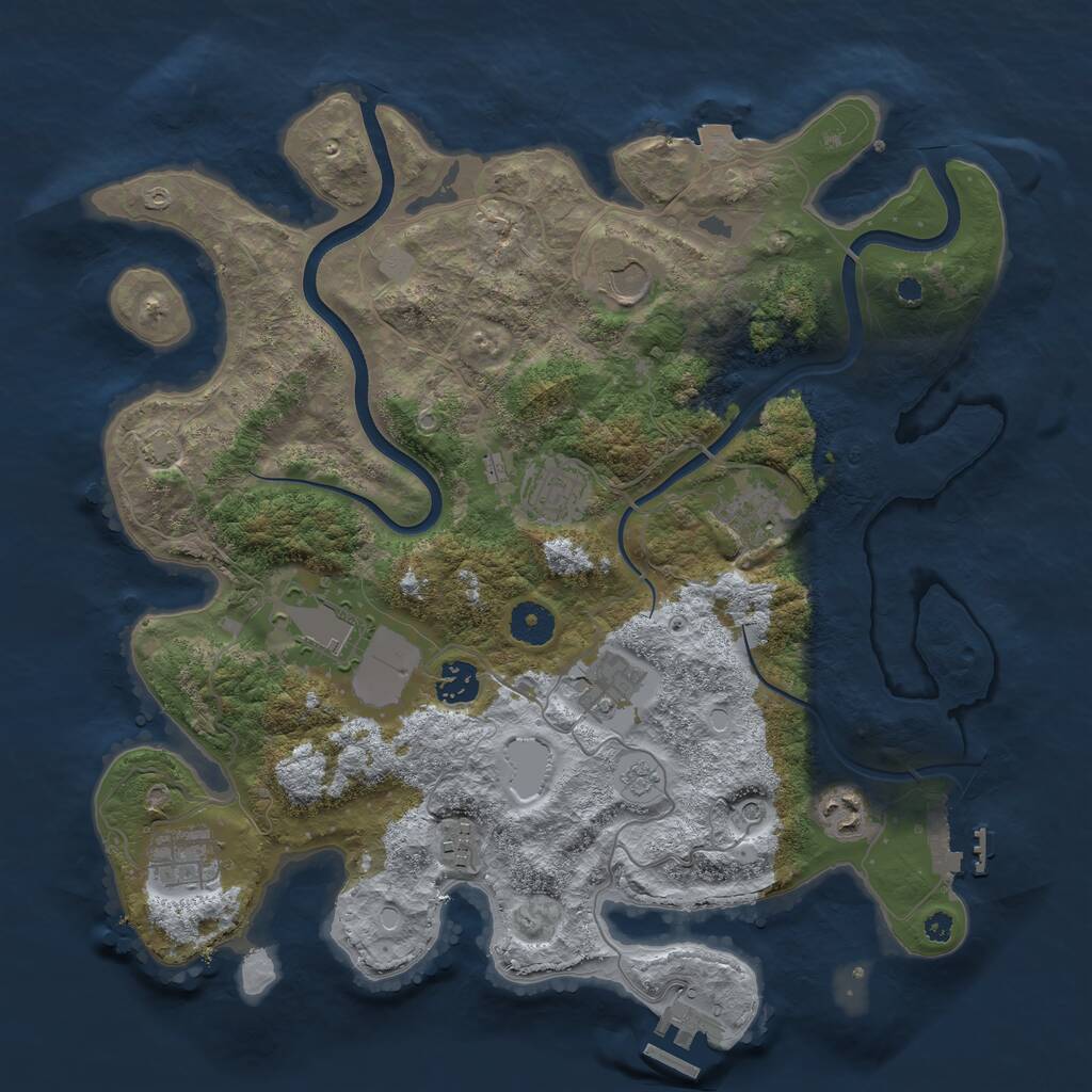 Rust Map: Procedural Map, Size: 3750, Seed: 1718591458, 15 Monuments