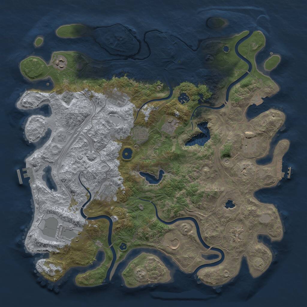Rust Map: Procedural Map, Size: 4250, Seed: 1084214627, 17 Monuments