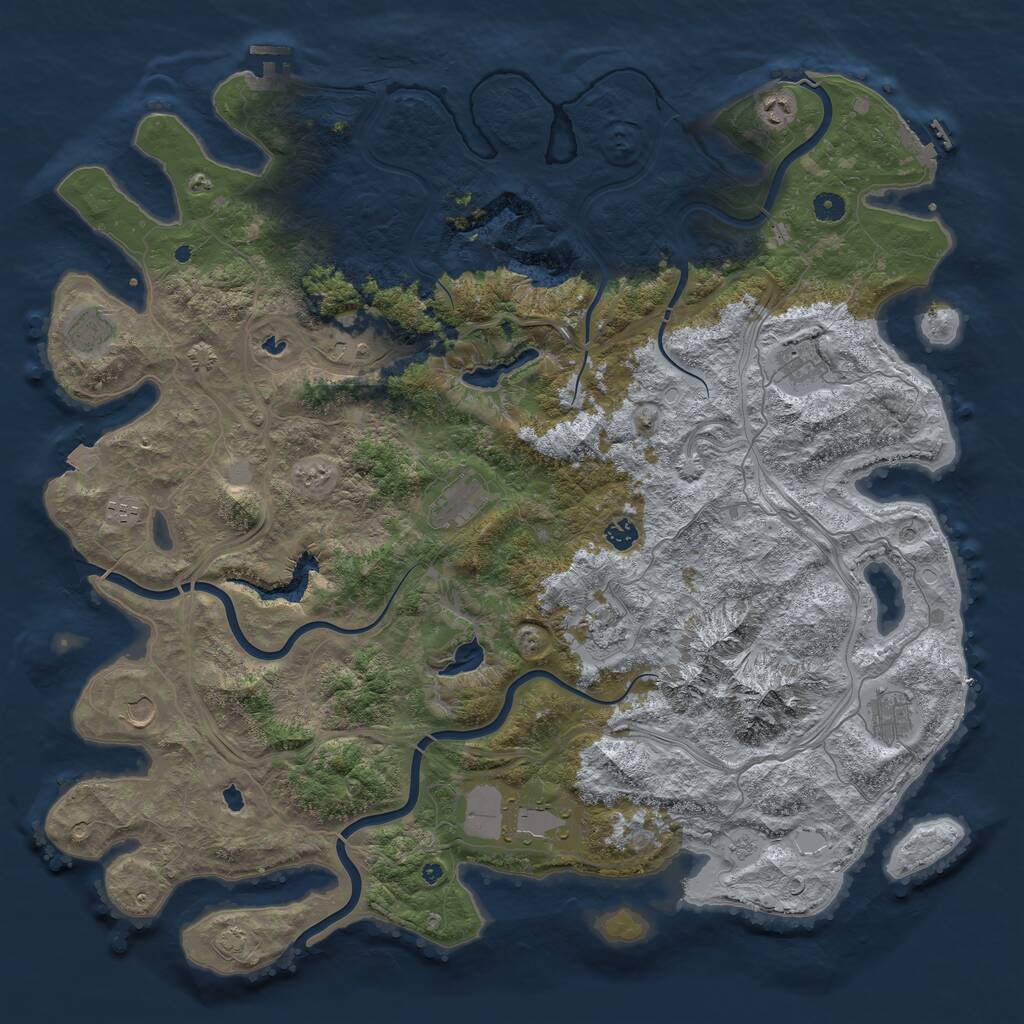 Rust Map: Procedural Map, Size: 5000, Seed: 1032160874, 17 Monuments