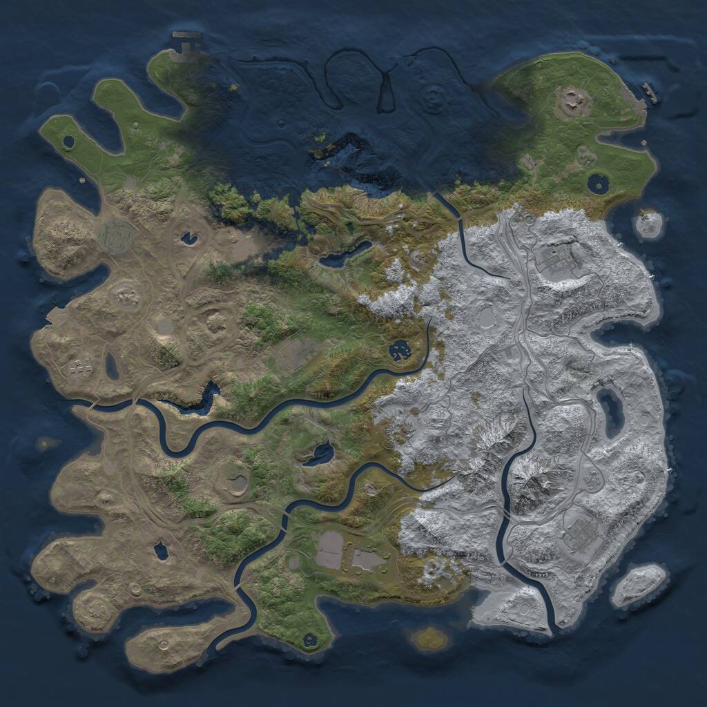 Rust Map: Procedural Map, Size: 5000, Seed: 1032160874, 17 Monuments