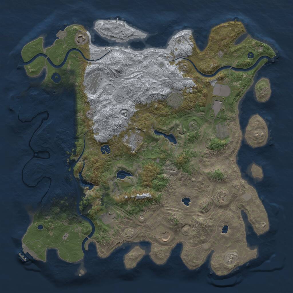Rust Map: Procedural Map, Size: 4500, Seed: 529300, 17 Monuments