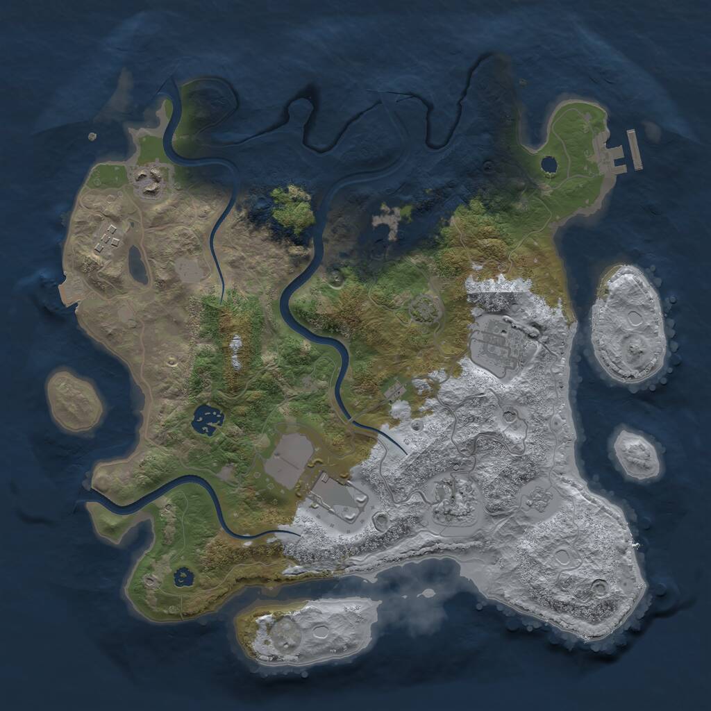 Rust Map: Procedural Map, Size: 3500, Seed: 45659, 12 Monuments